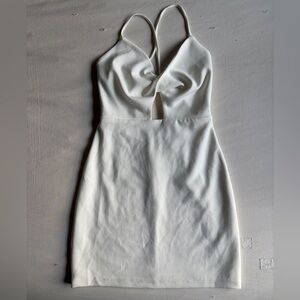 NWOT Lulus Collecting Compliments White Twist-Front Bodycon Mini Dress